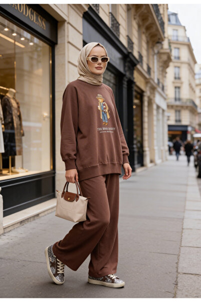 Aselim Hijap Moda Bear Sea Comfort Cotton Oversize Set – Loose Fit Comfortabl...