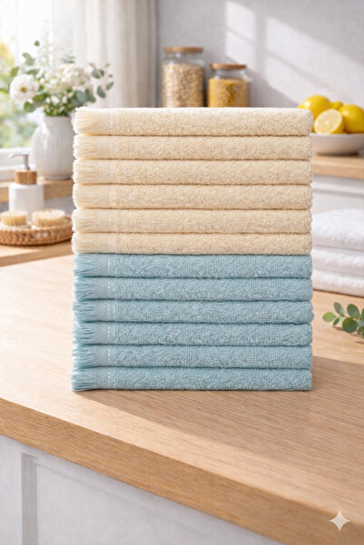 ÖZteks Total 12 Pieces 30*50 cm Kitchen Towels Hand Towels-Drying Cloths (6 P...