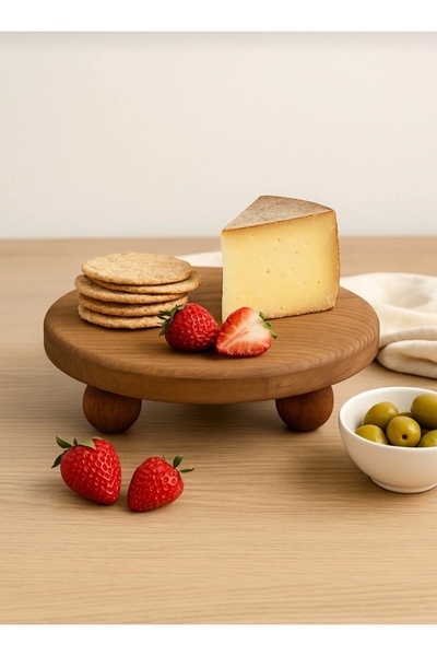 Wood Atölye 15 cm Yuvarlak ahşap sunum&servis standı