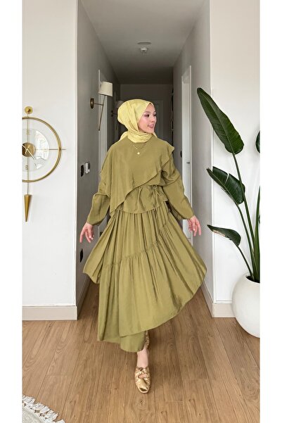 merve ada design Rosella Fırfır Detaylı Etekli Takım
