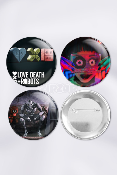 ZipZap Σετ Σήματα Τσάντας Love, Death & Robots με Καρφίτσα και Κουμπί (3 ΤΕΜ)