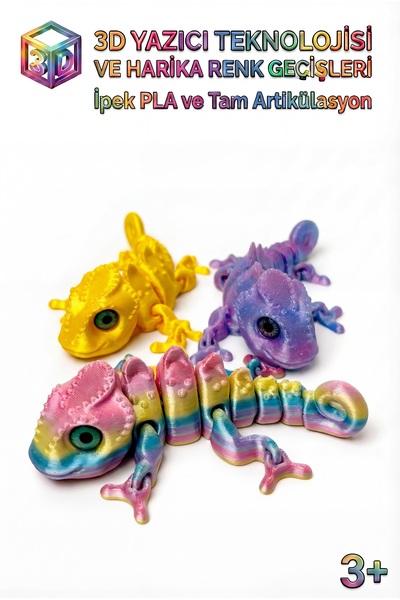 BBSKY 3D Yazıcı Bukalemun: Hareketli Eklemler, İpek PLA ve Harika Renk Geçişl...