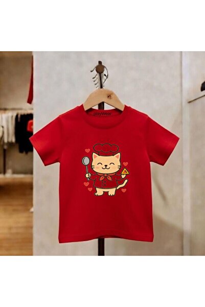 playwear Παιδικό unisex μπλουζάκι με στάμπα Chef Cat, 100% βαμβακερό, με λαιμ...