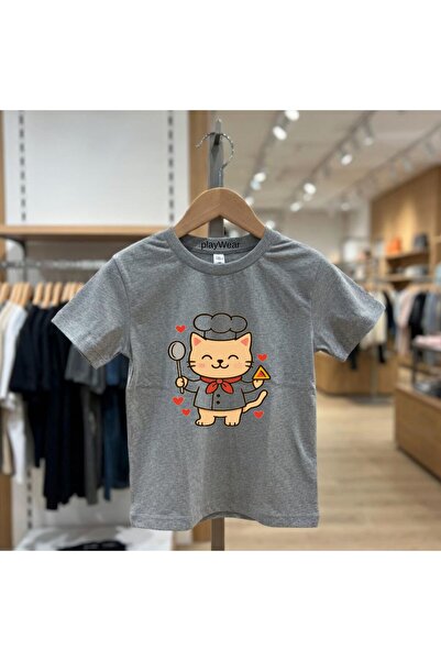 playwear Παιδικό unisex μπλουζάκι με στάμπα Chef Cat, 100% βαμβακερό, με λαιμ...
