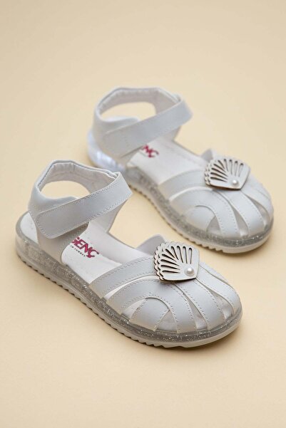 Dilimler Ayakkabı Şirinbebe Orthopedic Girls' Sandals with White Fan Detail a...