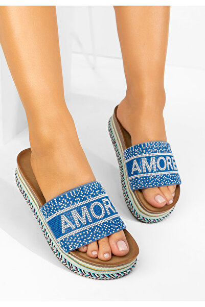 B T Shoes Παντόφλες με πλατφόρμα Alezia μπλε