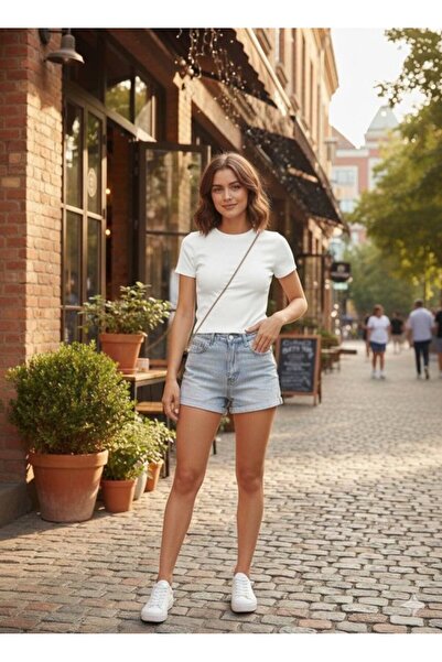 JANES Bluză de damă cu decolteu rotund, culoare uni