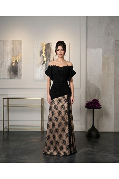 AMAZ Chiffon Lace Embroidery Evening Dress