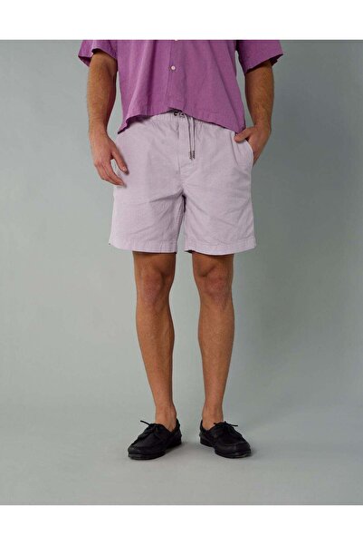 AMERICAN EAGLE شورت AE Flex 8" Lived-In Linen-Blend Trekker قصير الطول