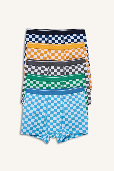 DeFacto Patterned Combed Cotton 5-Piece Boxer Boy's Underwear H0706A826Sp
