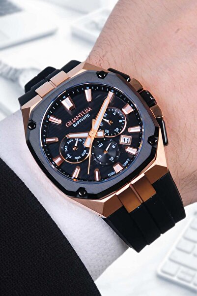 Quantum Original Steel Case Sapphire Glass Silicone Band Men Wristwatch 10 At...