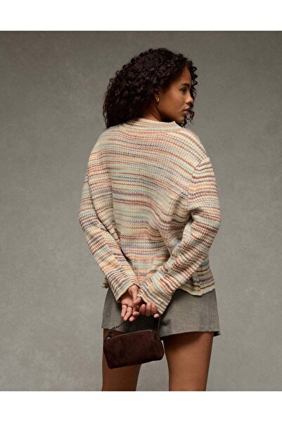 AMERICAN EAGLE سترة واسعة الحجم من AE مصنوعة من الموهير الصناعي بأكمام واسعة
