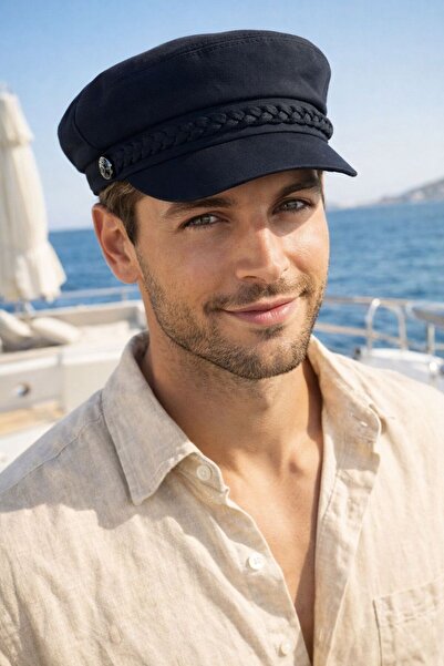 FELLMENS Black Accessory Detailed Cotton Sailor Captain Men's Hat