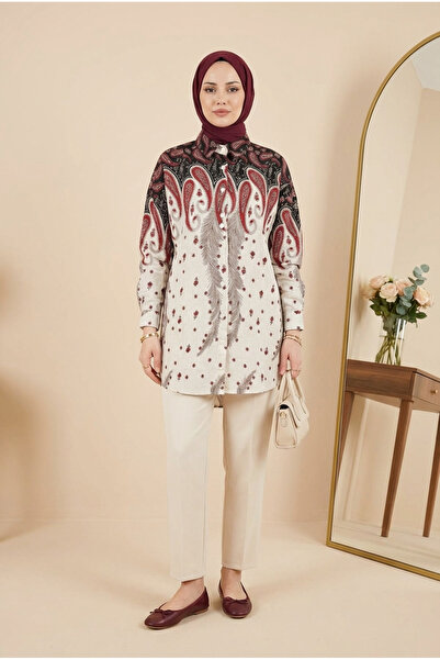 Kirazca Butik Women's Ethnic Patterned Bohemian Tunic Shirt