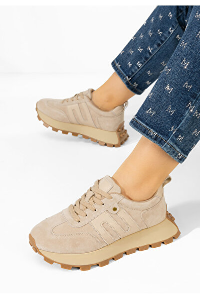 B T Shoes Γυναικεία αθλητικά παπούτσια από φυσικό δέρμα Jomelia V2 μπεζ