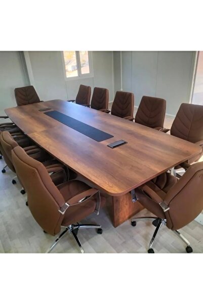 ENG OFİS MOBİLYALARI 320 cm 12 KİŞİLİK ELIP DERILI TOPLANTI MASASI PRIZ MODÜLLÜ
