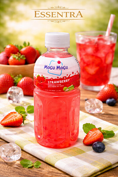 Essentra Home Mogu Mogu Çilek Aromalı İçecek 320 ml Nata de Coco Parçacıklı 6...