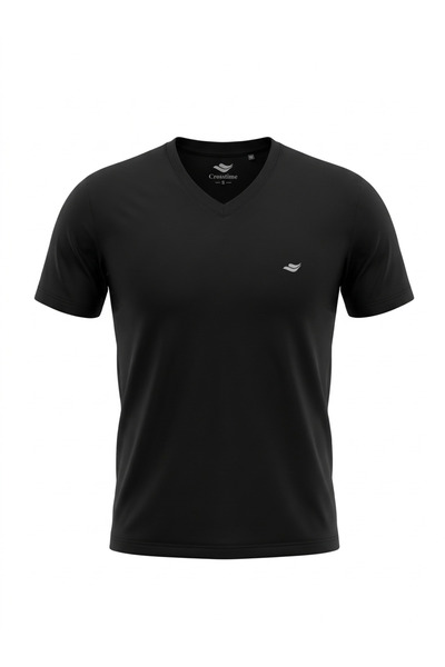 Cross Time Ανδρικό μπλουζάκι μαύρο 5037 Ανδρικό μπλουζάκι με λαιμόκοψη V 5037-02