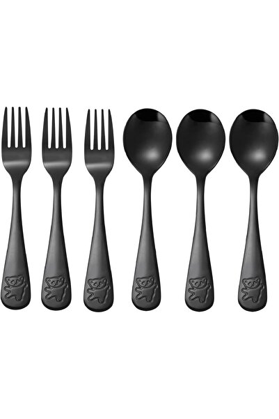 Arabest 6-Piece Kids Stainless Steel Cutlery Set with Bear Design, Toddler Fo...