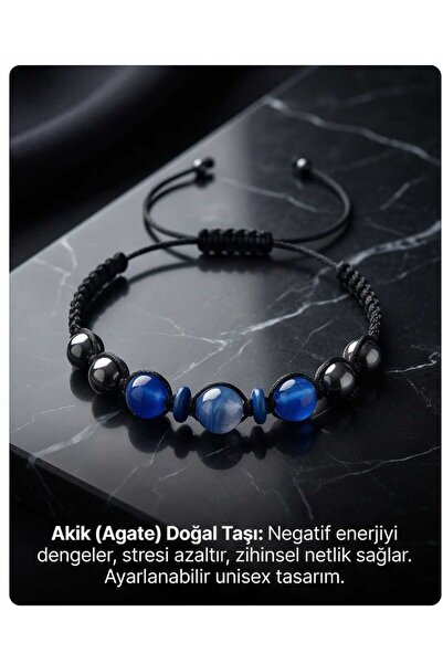 Lunexa Agate Natural Stone Bracelet Unisex Drawstring Adjustable Handmade Luc...