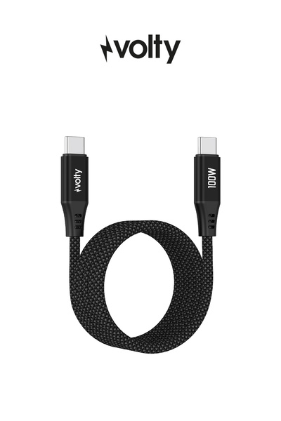 Volty Type-C to Type-C Hızlı Şarj Kablosu | 100W PD, 480Mbps, 1.2m, Manyetik ...