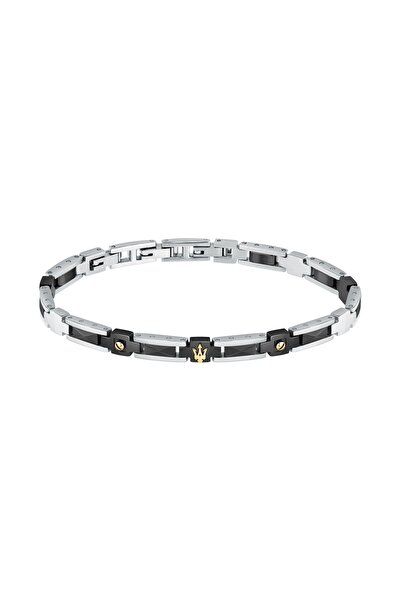 Maserati Ceramic Bracelet, gold logo, black ceramic, length 21.5cm, JM423ATZ30