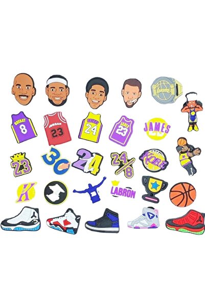 Yelejoy 28 قطعة من زينة أحذية كرة السلة للأولاد، إكسسوارات رياضية زخرفية من ا...