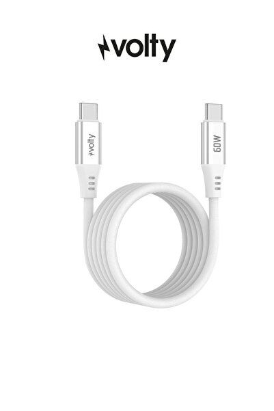 Volty Type-C to Type-C Hızlı Şarj Kablosu | 60W PD, Ultra Esnek Silikon, 480M...