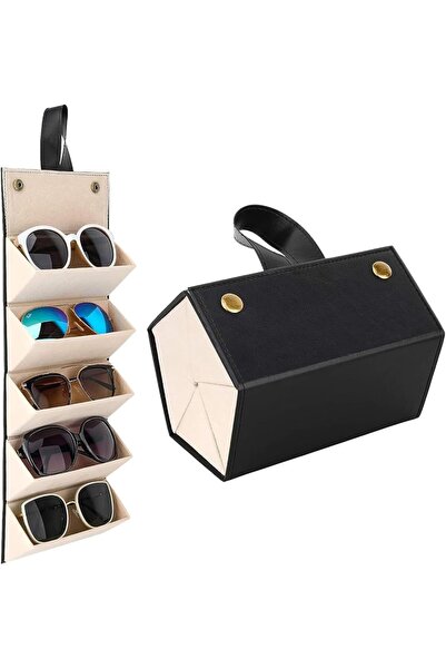 Yelejoy 5-Slot Travel Sunglasses Case, Foldable Eyeglasses Organizer Box for ...