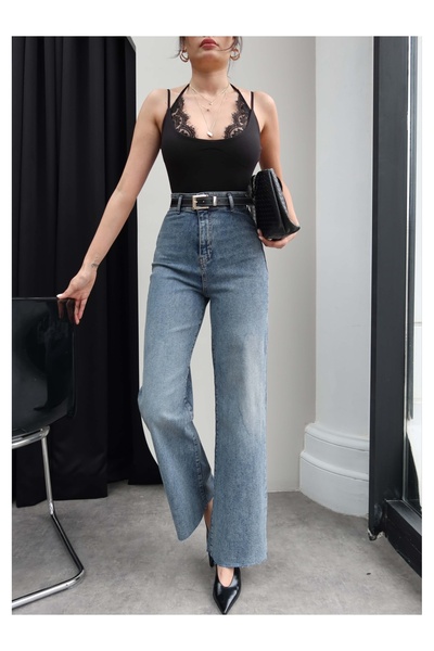 ESRAHELVACI High Waist Belted Wide Leg Jeans