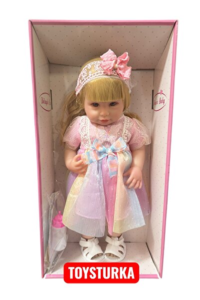 TOYSTURKA 55 Cm Gerçekçi Yenidoğan Biberonlu Bebek – Sesli Oyuncak Et Bebek