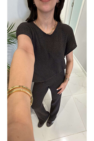 BİRCANÇİL Zirassa Brown Knitwear Trouser Set