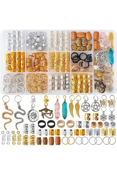 Arabest مجموعة إكسسوارات تزيين الشعر مكونة من 200 قطعة، كريستالات للضفائر، حل...