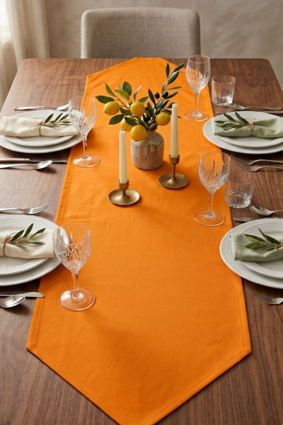 OTEXSA Κομψό Πορτοκαλί Τριγωνικό Τραπεζομάντιλο Runner – Ανθεκτικό στους λεκέ...