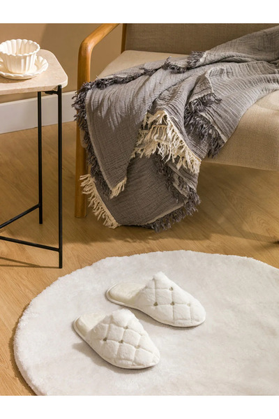 LC Waikiki Lcw Home Ecru Embroidered Women's House Slippers