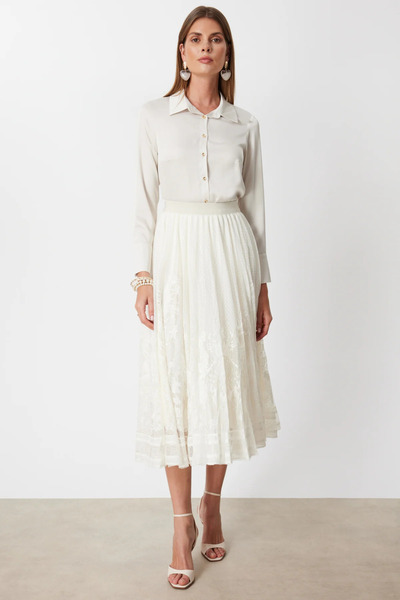 Ekol Lace Midi Skirt-3904