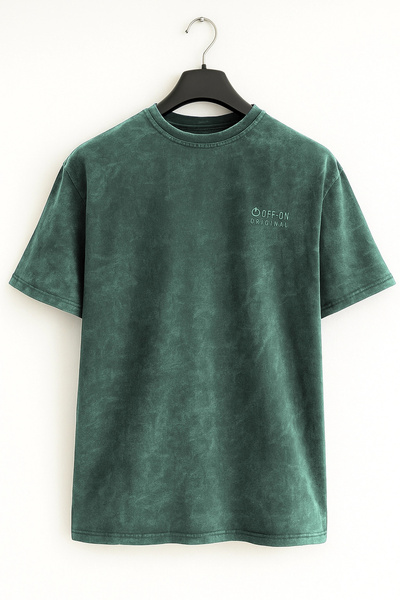 Edwox Men's Washed Fabric Premium T-Shirt Green Cd104