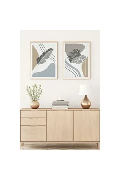 OEM Set de tablouri decorative Re-Bloom, 2 piese, lemn masiv/MDF, alb/gri, 30...