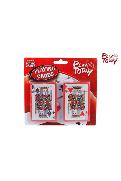 Noname Set 2 Pachete Carti de Joc Play Today Plastifiate &minus; Rosu &minus;...