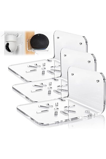 Arabest 3-Piece Acrylic Floating Wall Shelf Set, Clear Universal Adhesive She...