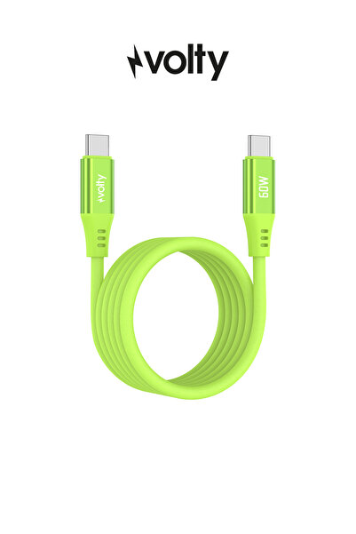 Volty Type-C to Type-C Hızlı Şarj Kablosu | 60W PD, Ultra Esnek Silikon, 480M...