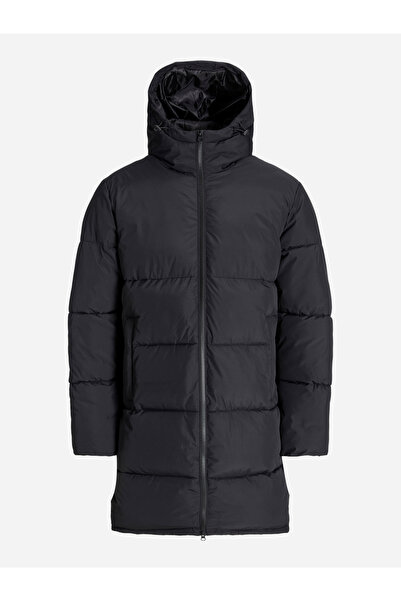 Produkt By Styli Black Zip-Up Longline Puffer Jacket with Hood
