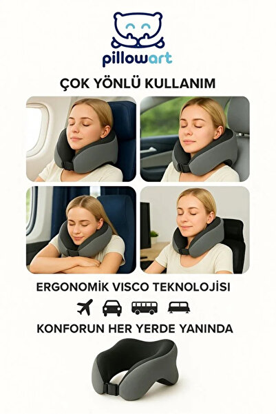 PİLLOWART Visco ortopedik Seyahat Yastığı Visco Boyun Destekli Seyahat Yastığı