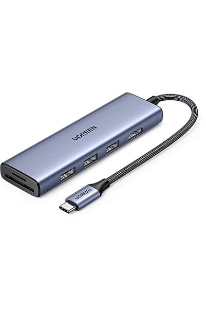 Ugreen Hub 6-in-1 USB-C la HDMI, 3x USB-A, 3.0 SD/TF, Gri