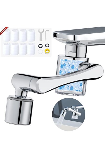 Yelajoy 8-Filter Faucet Purifier, 1080° Swivel Spray Extender with Solid Bras...