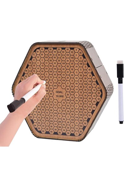 Yelajoy صندوق خشبي لحفظ النقود، تحدي صندوق النقود بسعة 10 آلاف دولار مع أرقام...