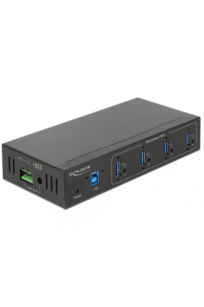 DELOCK HUB extern industrial cu 4 x USB 3.0 tip A, protecție 15 kV ESD, 63309
