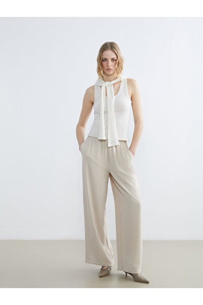 LC Waikiki Pantaloni de damă cu talie elastică și picior larg