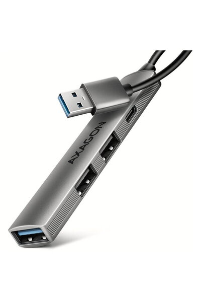 Axagon Hub HUE-STA , 4 porturi, (3 × USB‑A, 1 × USB‑C), Gri