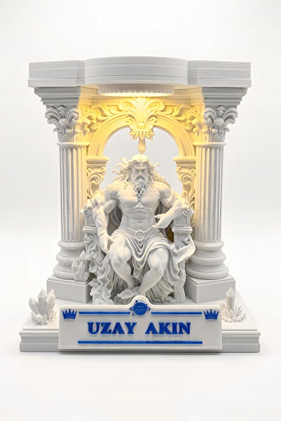 Uzay Home Design İsme Özel Zeus Antik Masa Lambası - Kişiselleştirilebilir 3D...